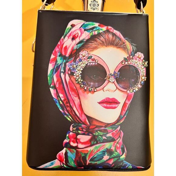 Unbranded New York Audrey Glamour Mini Crossbody Bag Top Handle Black Womens - Picture 3 of 8